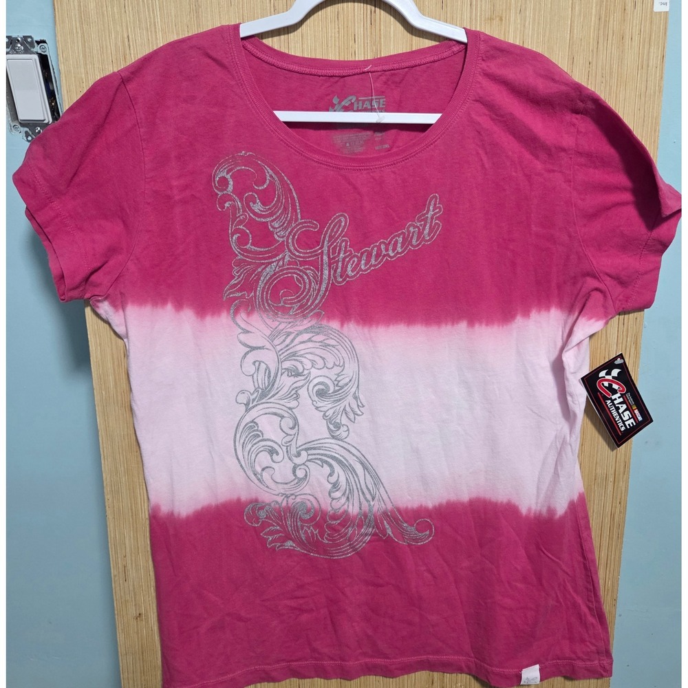 Chase Authentics NASCAR Tony Stewart 14 Pink‎ Tie Dye Graphic T-Shirt Womens 2XL